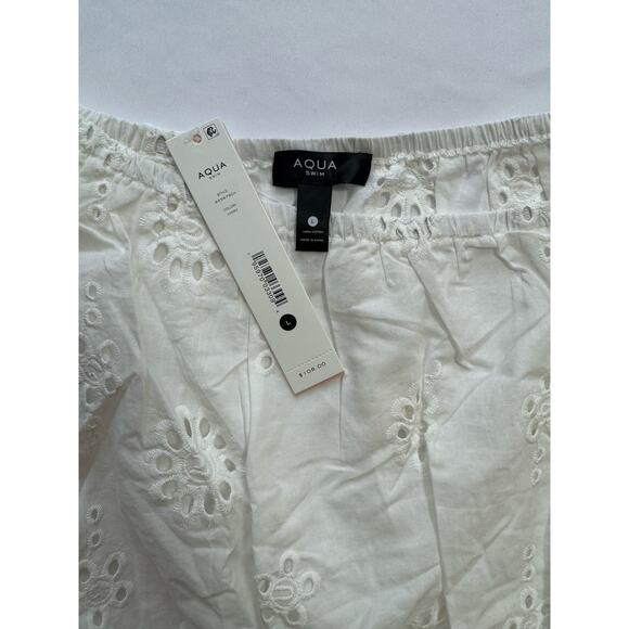 AQUA Eyelet Tiered Peasant Cover Up Dress Size Large NWT - Picture 3 of 3